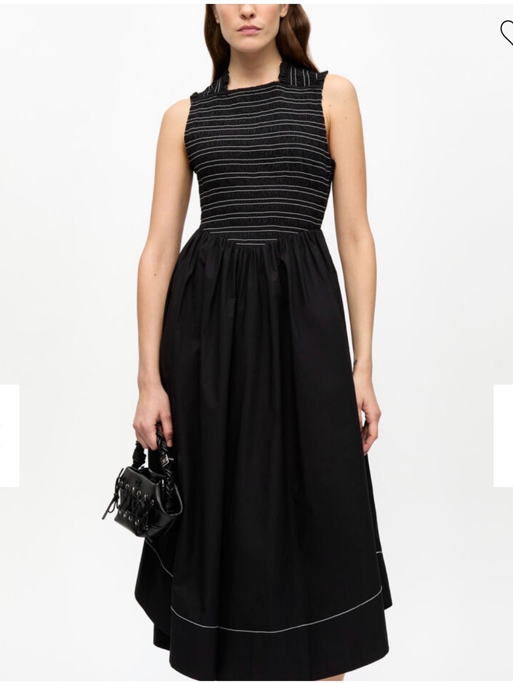 Ganni Washed Stretch Cotton Smock Midi Dres - Picture 2 of 5